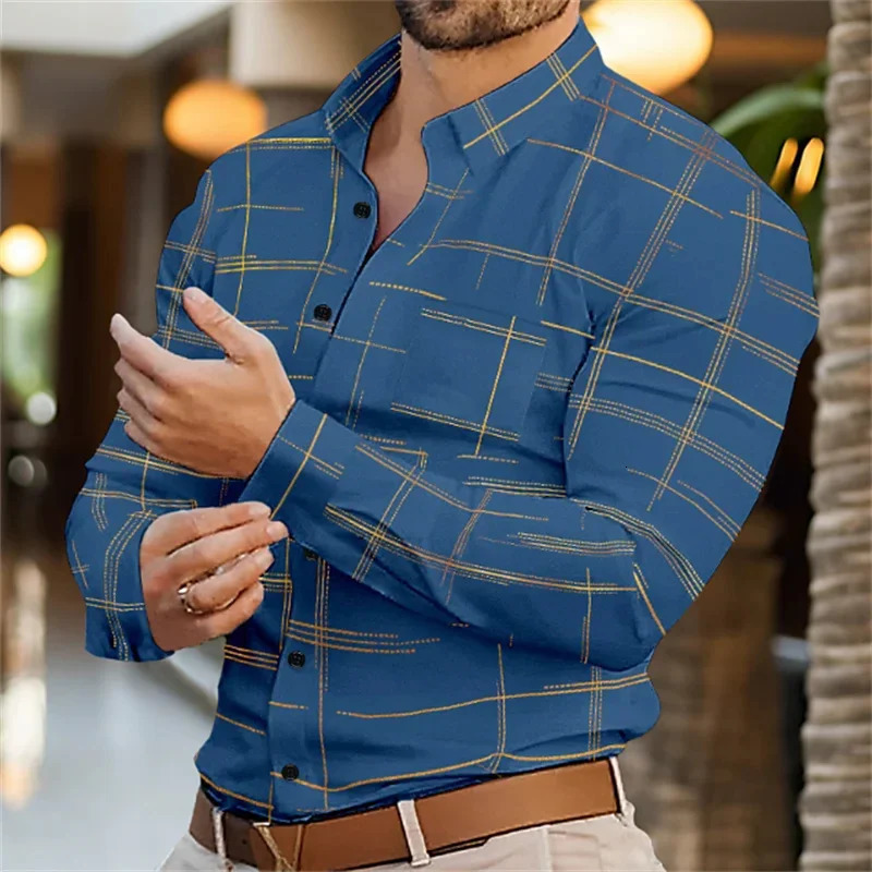 Mens Shirt Long Sleeve Fashion Lapel Single Breasted Cardigan Hawaiian Casual Mens Shirt XS-6XL Real Pocket Shirt Summer 240704