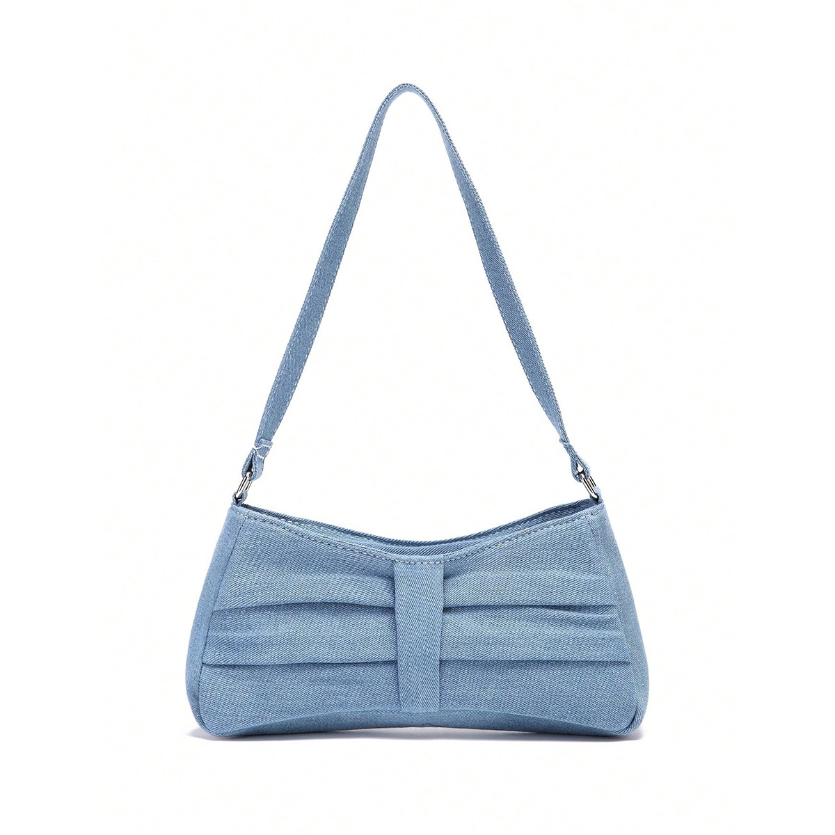 Street trend niche design bag new women's bag versatile diagonal cross denim blue underarm bag pleated Instagram popular shoulder bag
