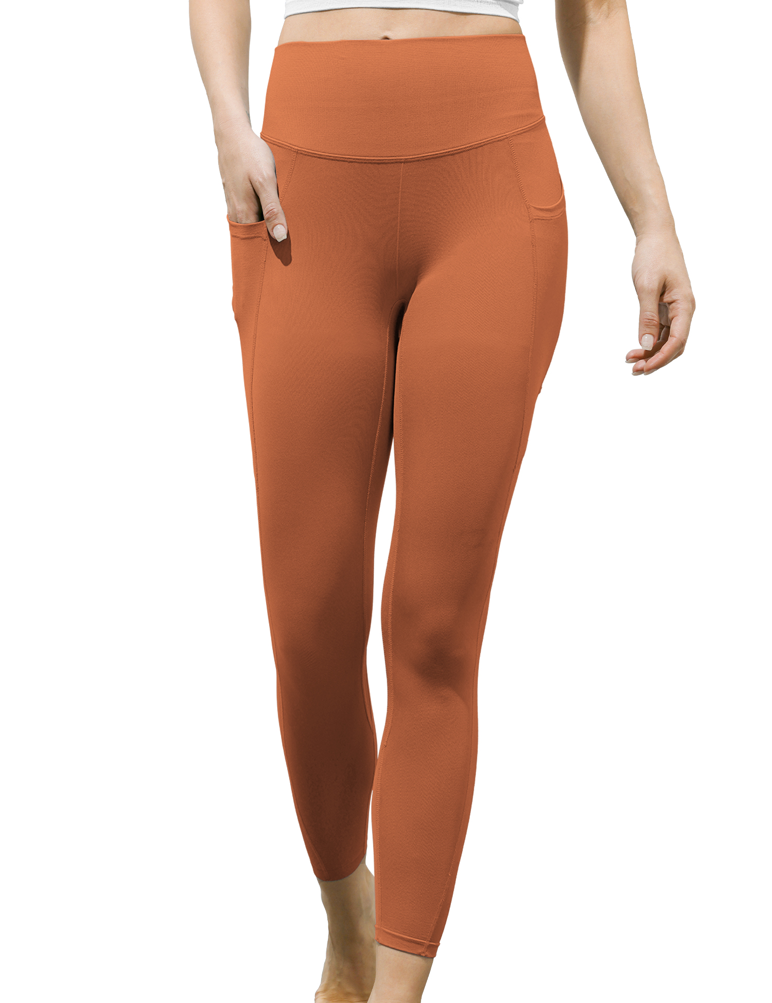 AMRIY Seamless High Waist Yoga Pants with Pockets, Scrunch Butt Workout Running Yoga Leggings for Women L-S002