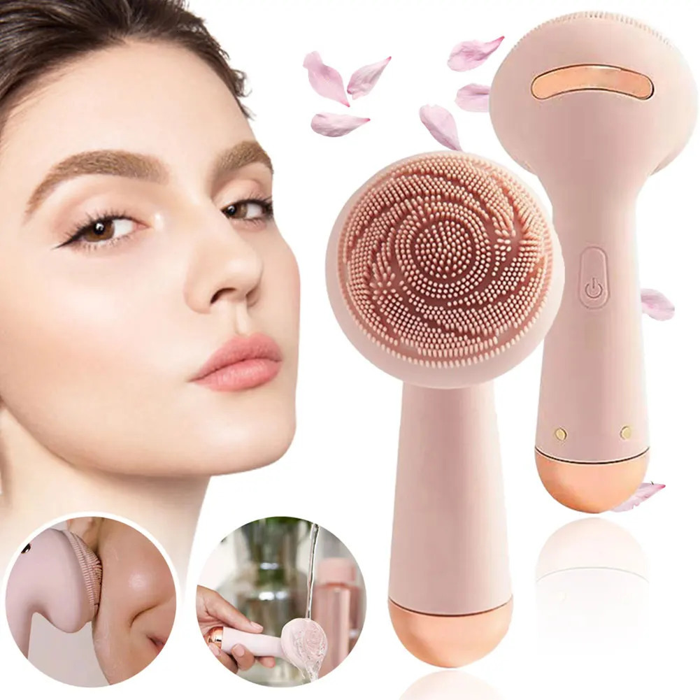 Rechargeable cleaning brush skin care tool waterproof silicone electric sonic cleaning beauty massage 240704