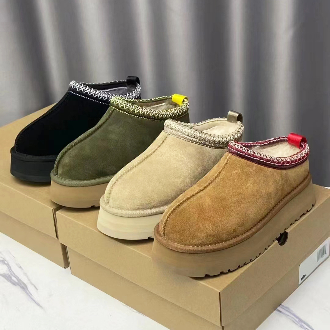 Mens tasman Slippers Australia Tazz Suede Shearling Fur slides Classic ultra mini platform snow boots Slip-on shoes winter sheepskin mules womens designer booties