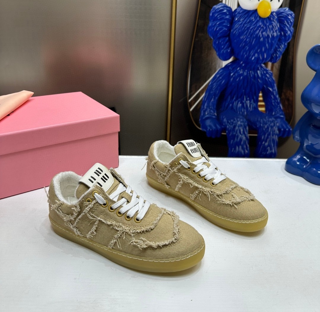 Women Casual Sport Shoes Designer Co-Branded Cavas Shoes Miumu Sneaker Demin Vintage Classic Original Trainers Size 35-40 TS66