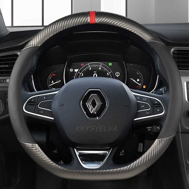 Steering Wheel Covers Car Steering-Wheels Cover 38cm Leather For Renault Clio Fluence Megane Laguna Talisman Captur Kadjar Kaptur Koleos Scenic Espace