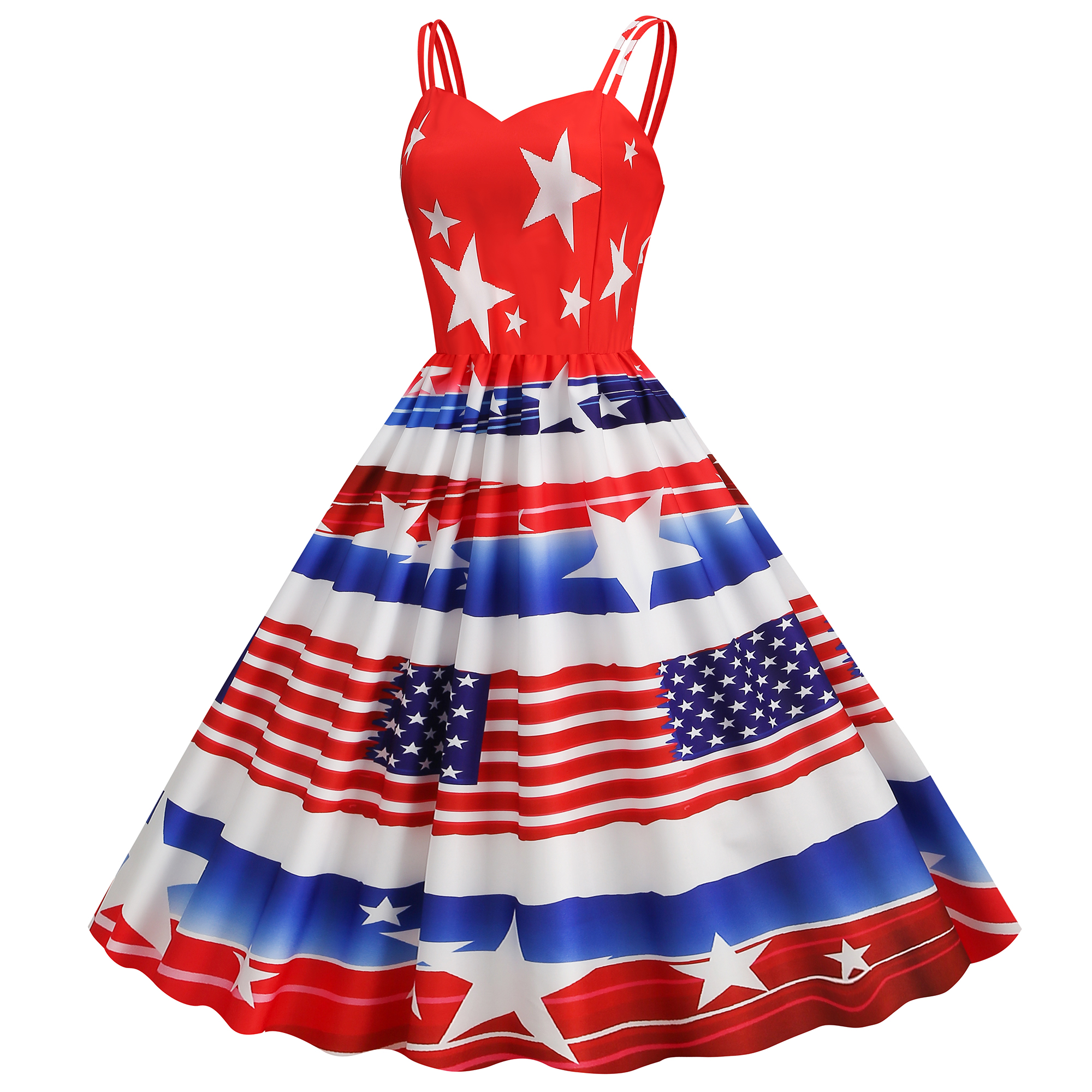 Independence Day new foreign trade womens summer sexy suspenders American flag print retro swing dress summer dress designer dresses for women vestido