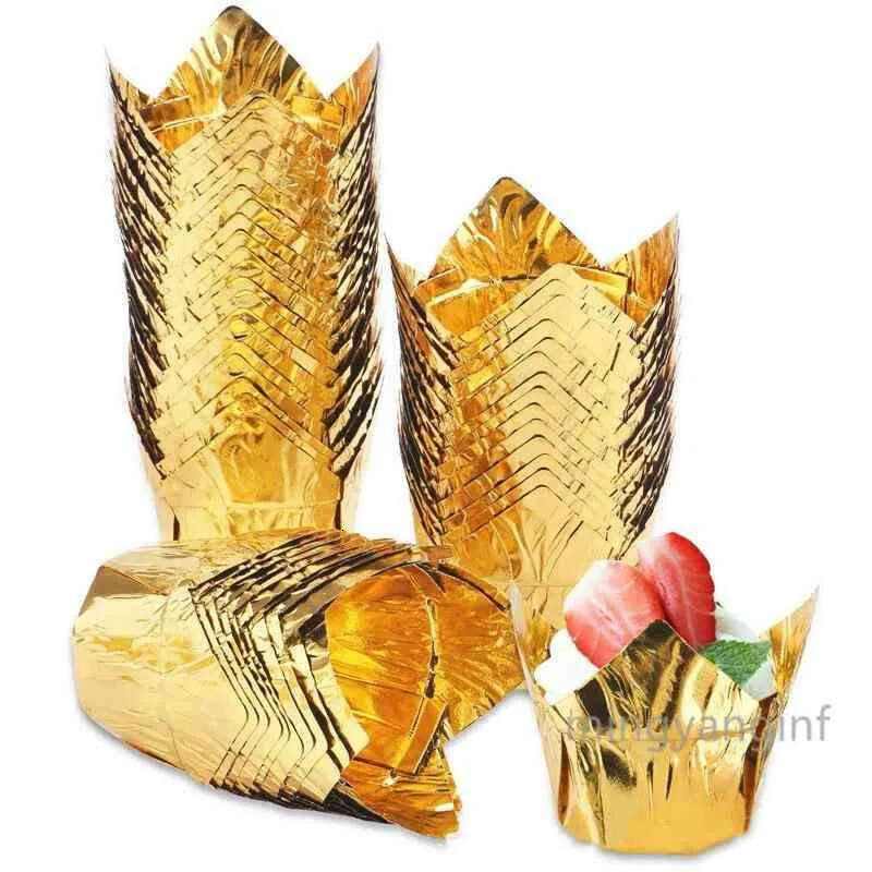 Muffin Tulip Disposable , Foil 100Pcs Style Cake Cups, Baking Cups Aluminum Cupcake Ramekin Holders Cc0488