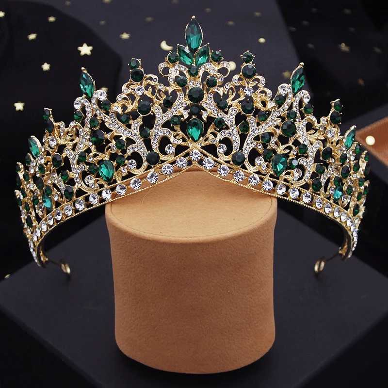 Tiaras Baroque Blue Crystal Wedding Crown Princess Queen Tiaras Bridal Hair Jewelry Prom Diadem for Women Bride Headdress Accessories