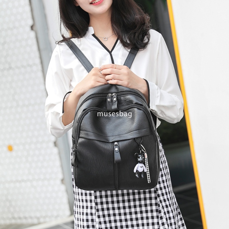 High end women's fashionable and versatile daily commuting backpack European and American Instagram Korean version student bag soft surface trend