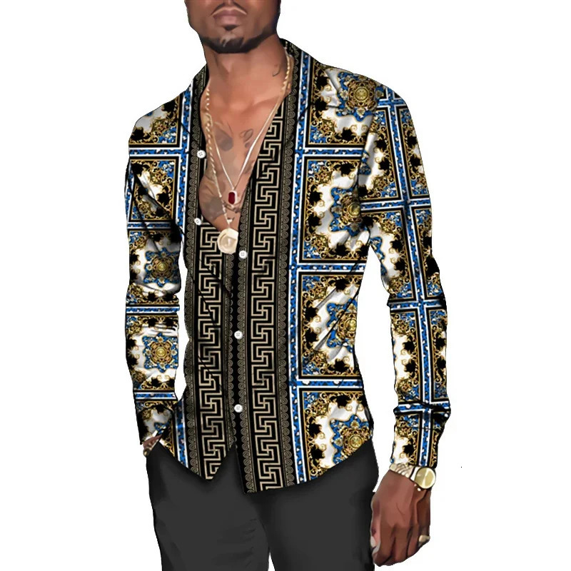 Long Sleeve Shirt 3D Print Graphics Holiday Party Mens Shirt Long Sleeve Top Fashion Casual Lapel Cardigan man 240704