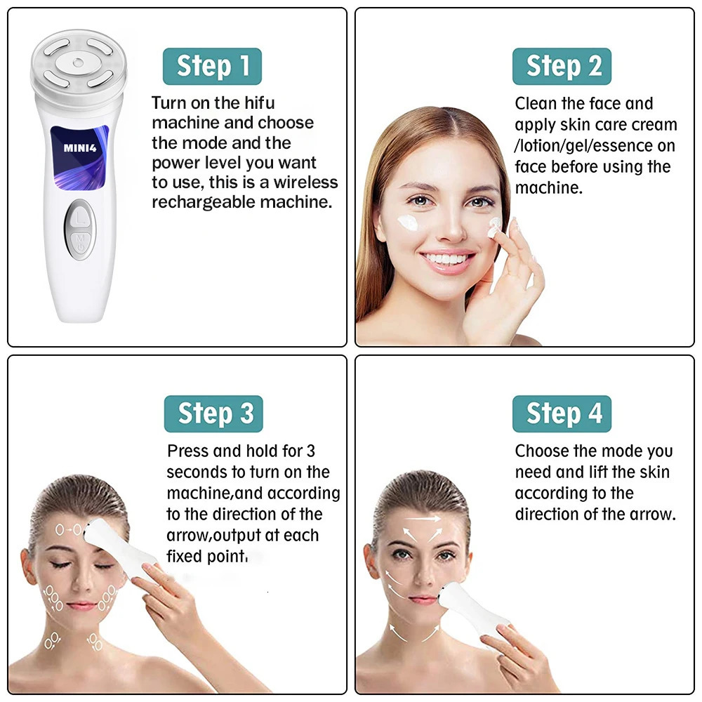 Wireless Charging Mini HIFU4.0 Cordless Ultrasonic Machine 4-in-1 Skin Enhancement Company Skin Care Equipment 240704