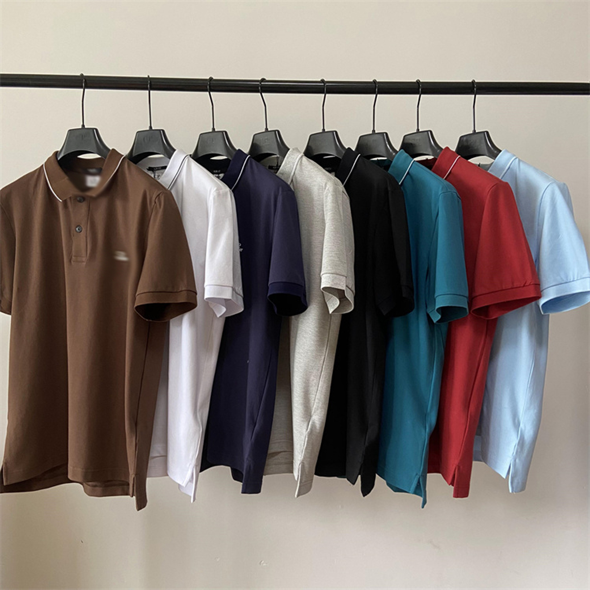 Men's Polos Fashion Classic Compass Polos Casual Cotton Men's T-shirts with Turndown Collar for Outdoor Activities Asian Size M-2XL Tees 8 Colors