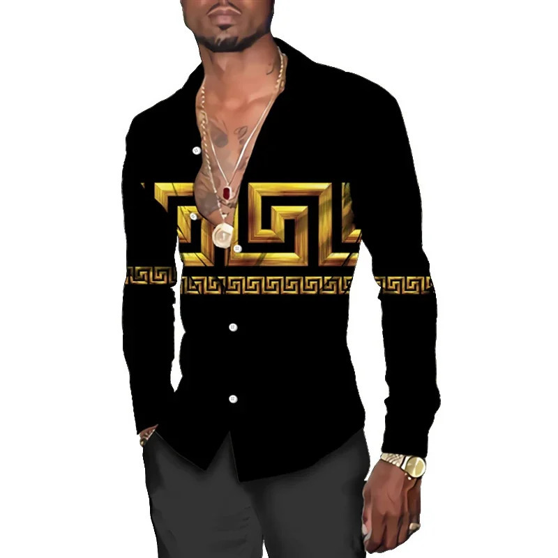 Long Sleeve Shirt 3D Print Graphics Holiday Party Mens Shirt Long Sleeve Top Fashion Casual Lapel Cardigan man 240704