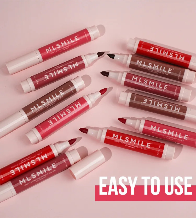 MLSMILE Non-Stick Cup Lip Dye Pencil Matte Lift Long-lasting Easy Coloring Marker Mouth Red Lip Glaze Lip Liner 240713