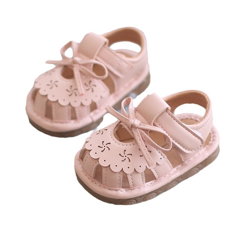 Girl Princess Spring/Summer 1-3 Years Old 2 Headed Sandals Soft Sole Baby Walking Shoes Children's Hollow Single F705-20
