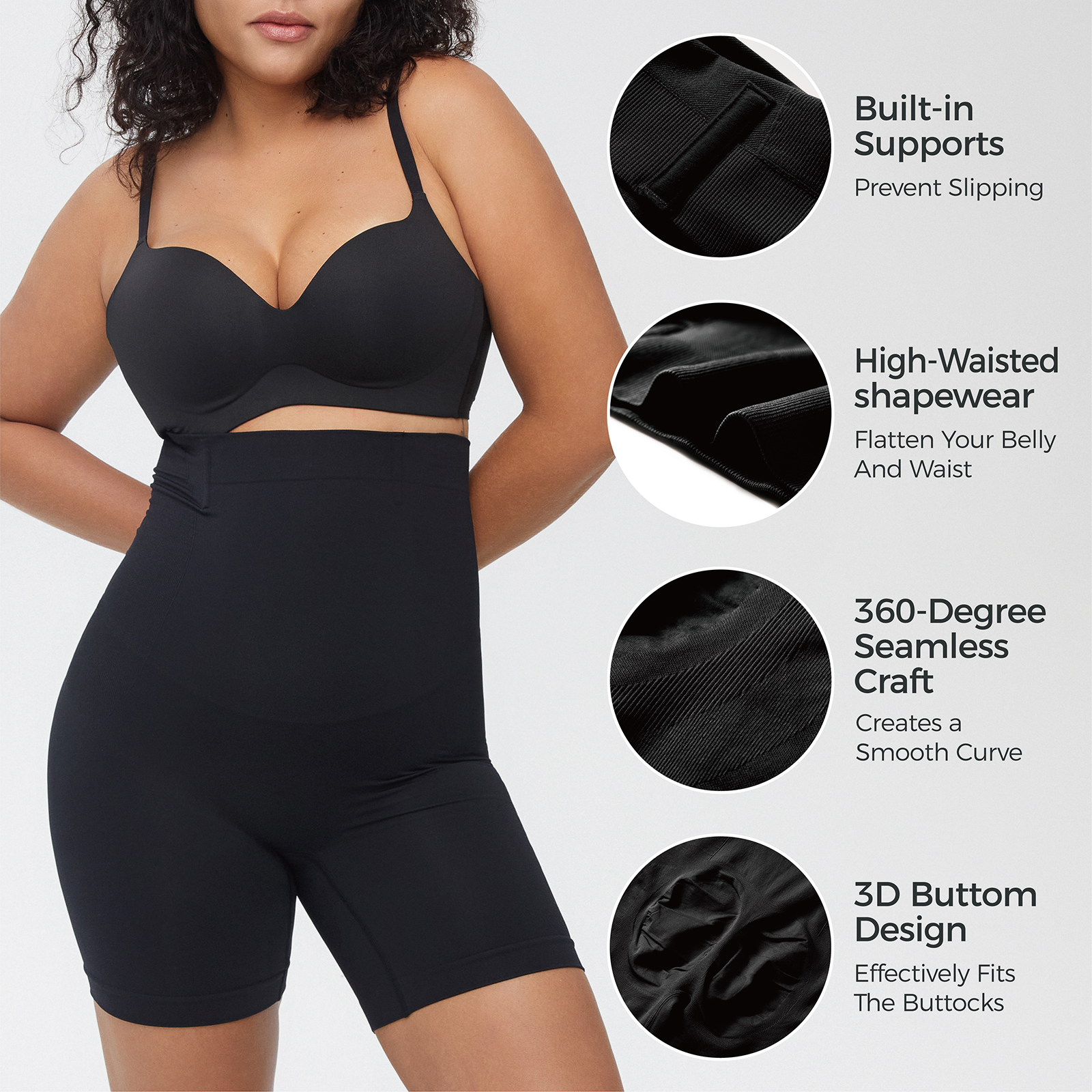 AMRIY Shapewear for Women Tummy Control High Waisted Body Shaper Shorts Butt Lifting Shapewear Girdles K2203