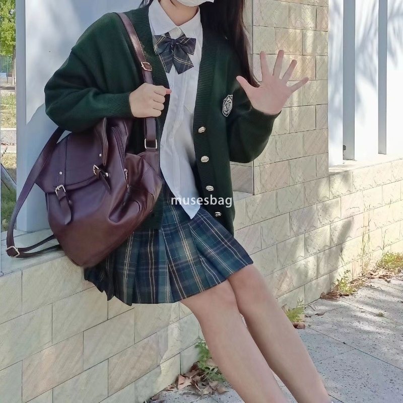 Japanese women's designer JK uniform backpack with college style backpack classic retro soft leather bag casual Cambridge bag practical large cap