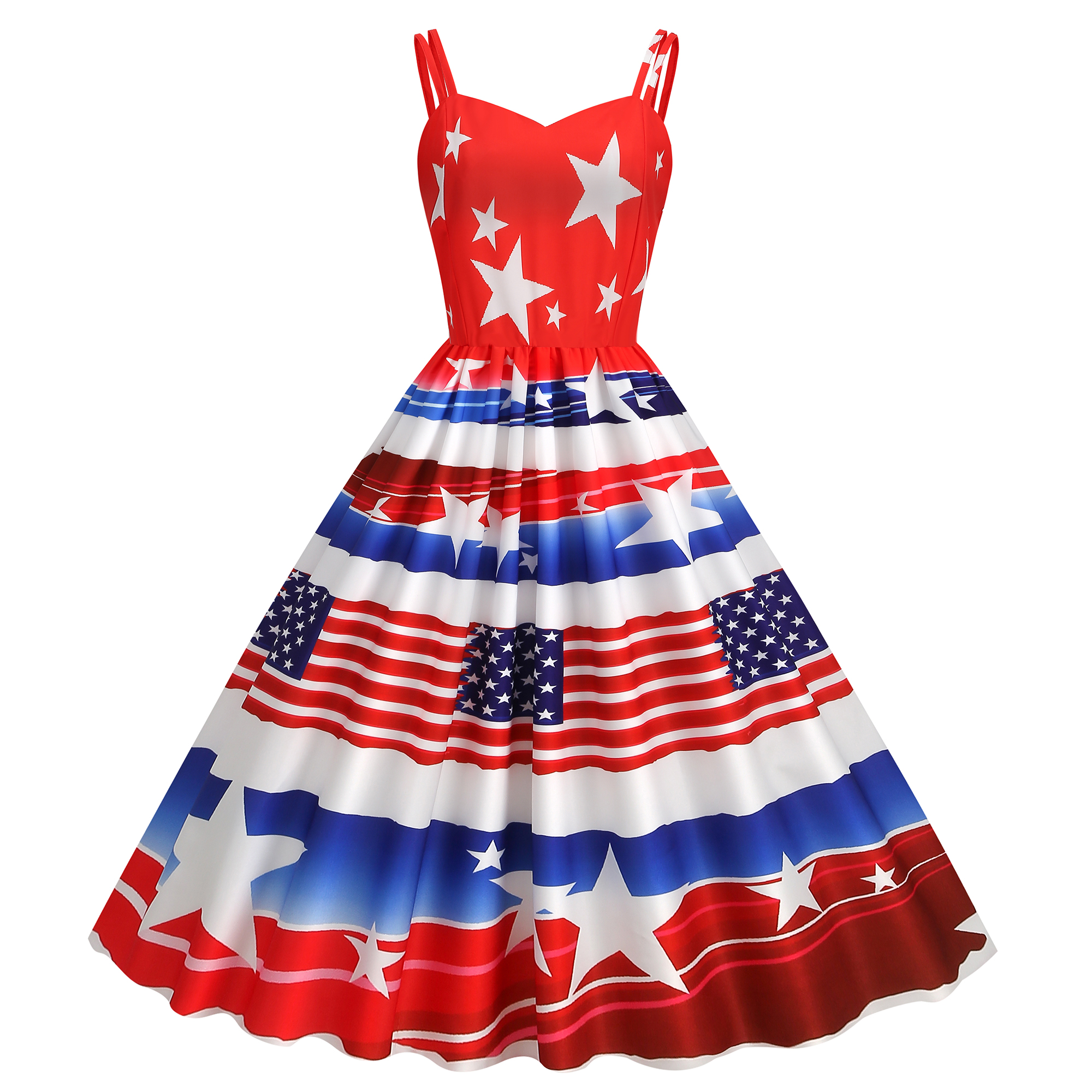 Independence Day new foreign trade womens summer sexy suspenders American flag print retro swing dress summer dress designer dresses for women vestido