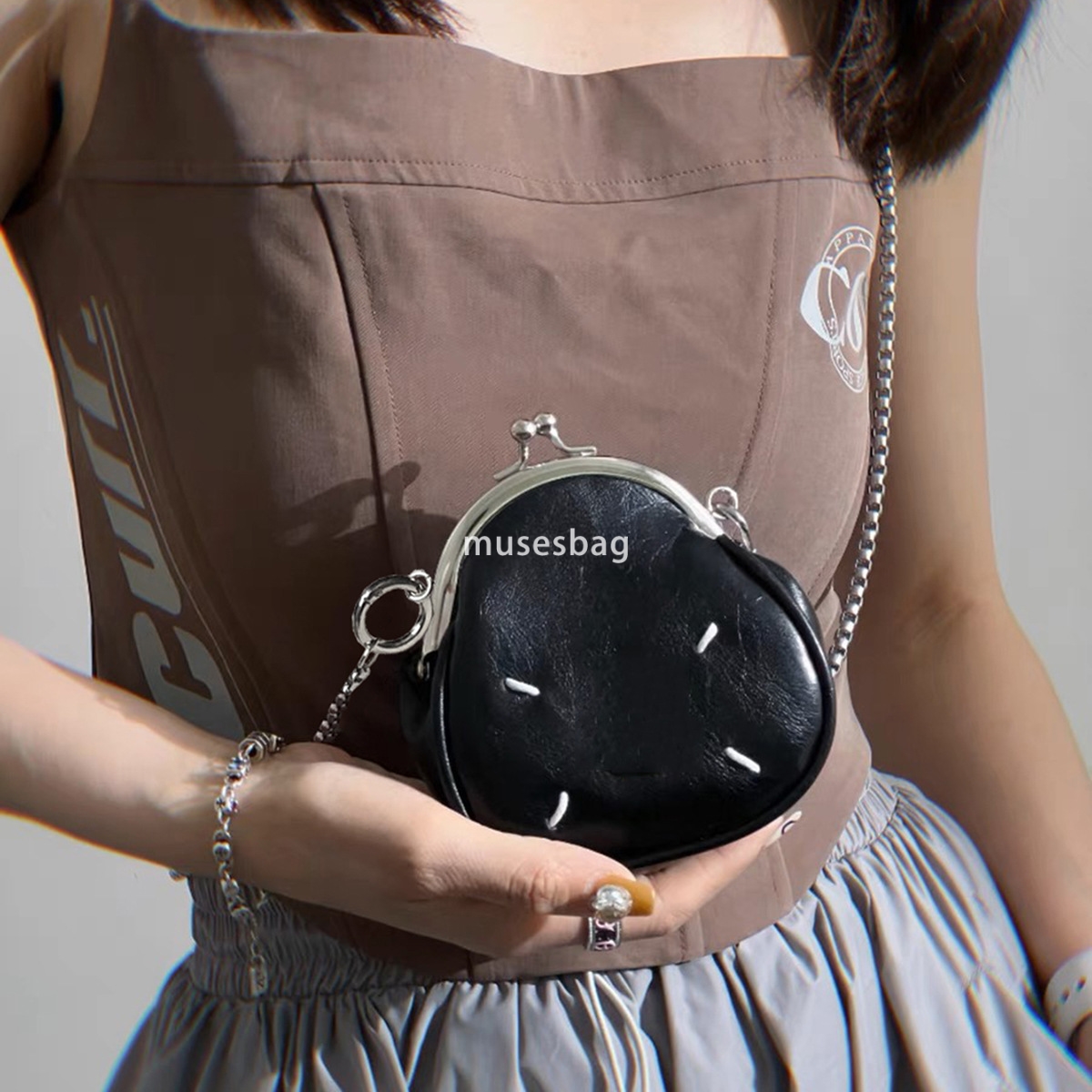 New Fashion Versatile Texture Mini Cute Texture Clip Chain Texture Exquisite One Shoulder Crossbody Women's Bag