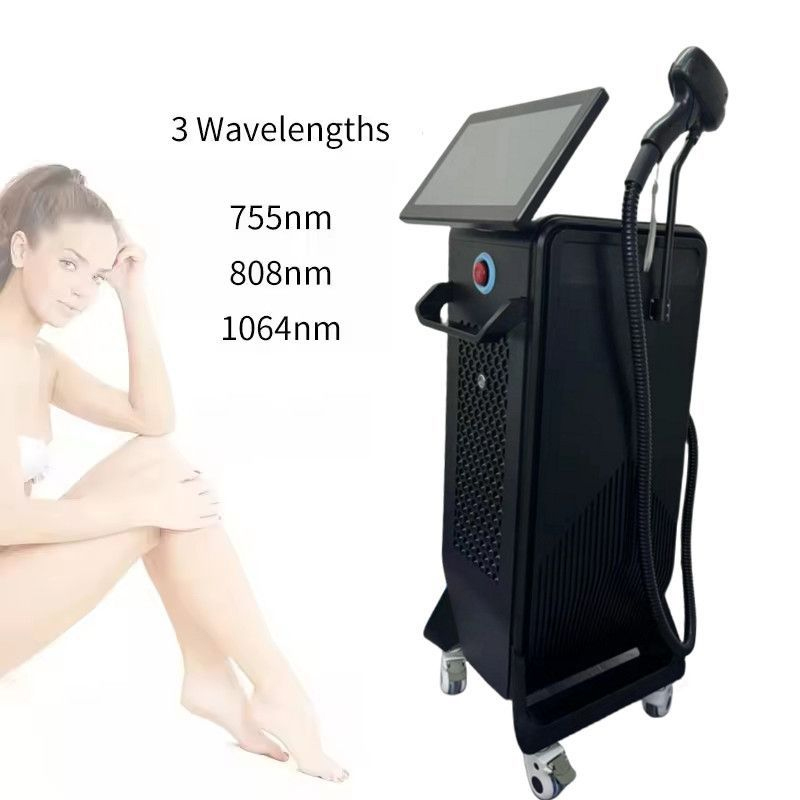 New 3 Wave 808nm Diode Laser Fast Hair Removal Machine Ice Vertical Cooling Gel Laser Hair Removal Beauty Machines 755nm 808nm 1064nm