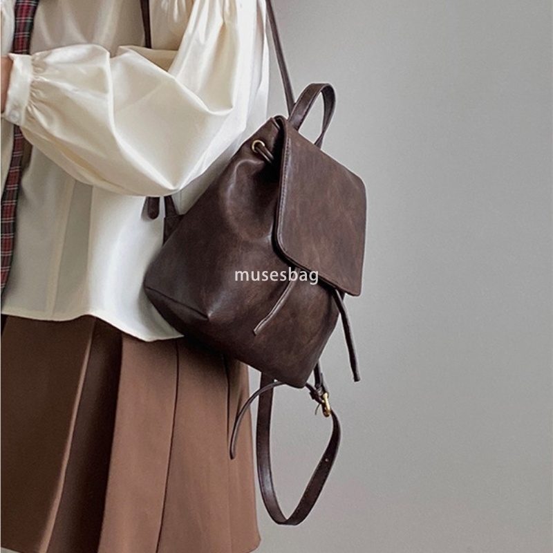French style women's Korean style small and retro brown ins high-end backpack autumn and winter new simple and lightweight artistic versatile sho