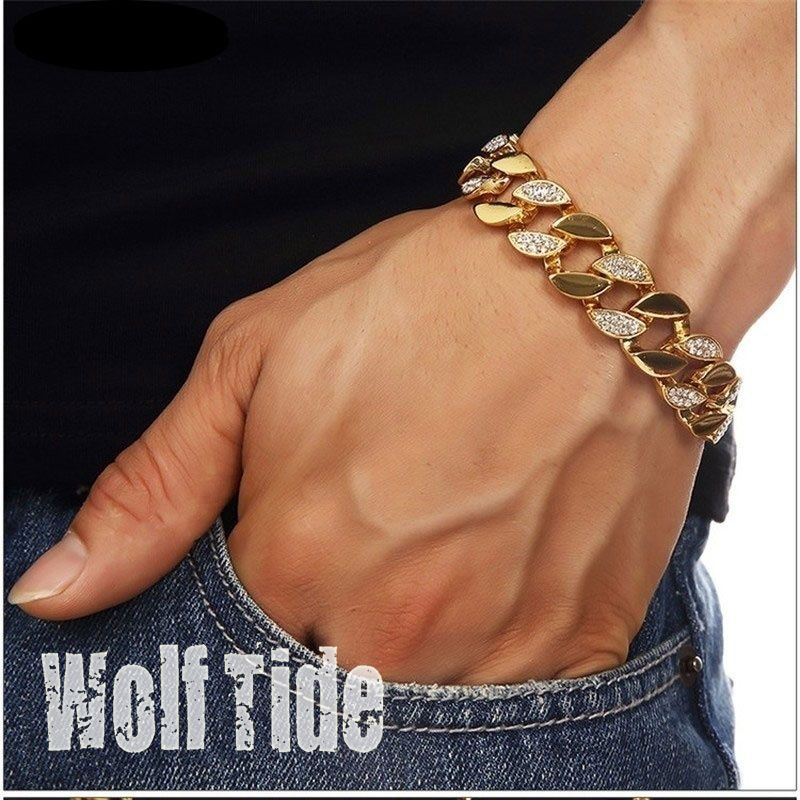 New Fashion Charm Chain Bracelet Men's Heavy Solid Alloy Curb Sand Blast Bangle bangle Men Hip Hop Rock Bracelets Fashion Jewelry Wrist Chain Ban