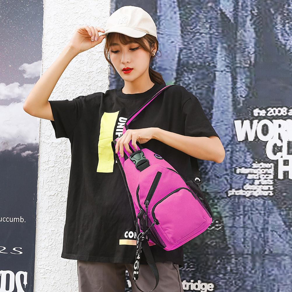 Casual Plain Large Capacity Chest Bags Women Waterproof Multi-Pocket Knapsacks Versatile Oxford Cloth Backpacks H7.5#25