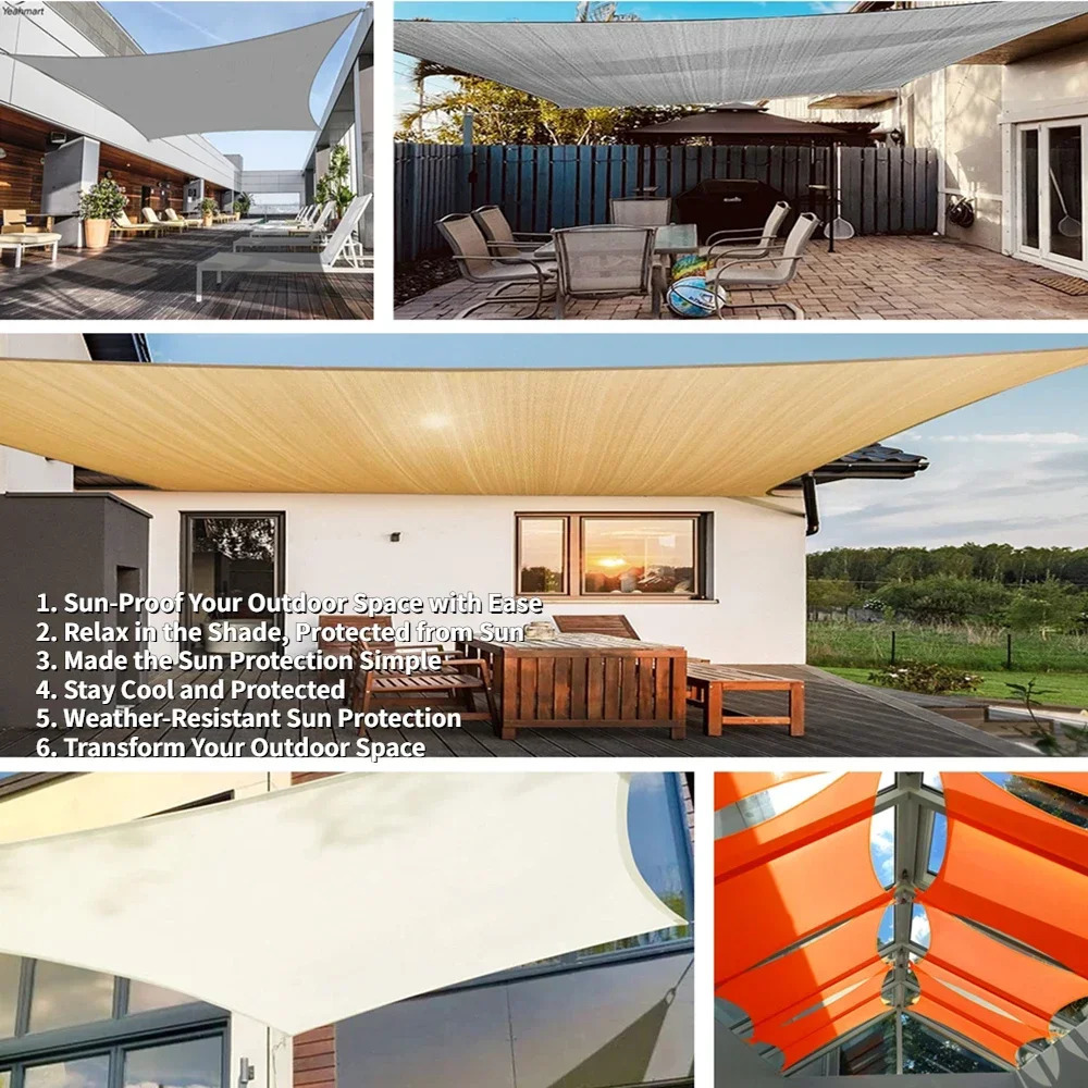 5x4M/4x6M Waterproof Large Sun Shelter Sunshade Protection Outdoor Canopy Garden Patio Pool Shade Sail Awning Camping Shade Net 240705