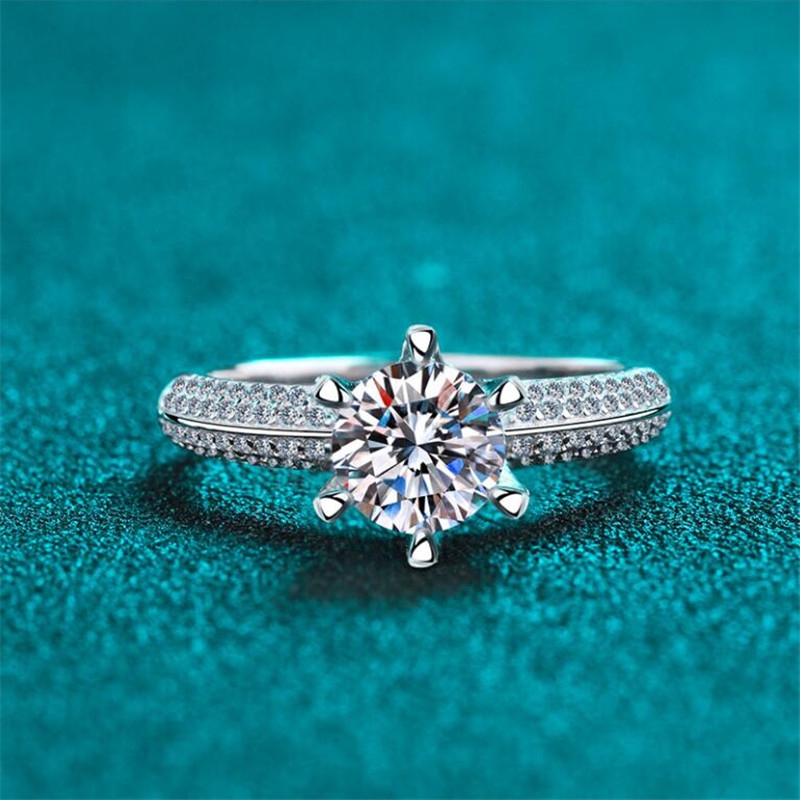 Moissanite Dia Rings for Women Men: 6-Claw Designer Sterg Sier Band Engagement, Anniversary, Memorial Day Gift