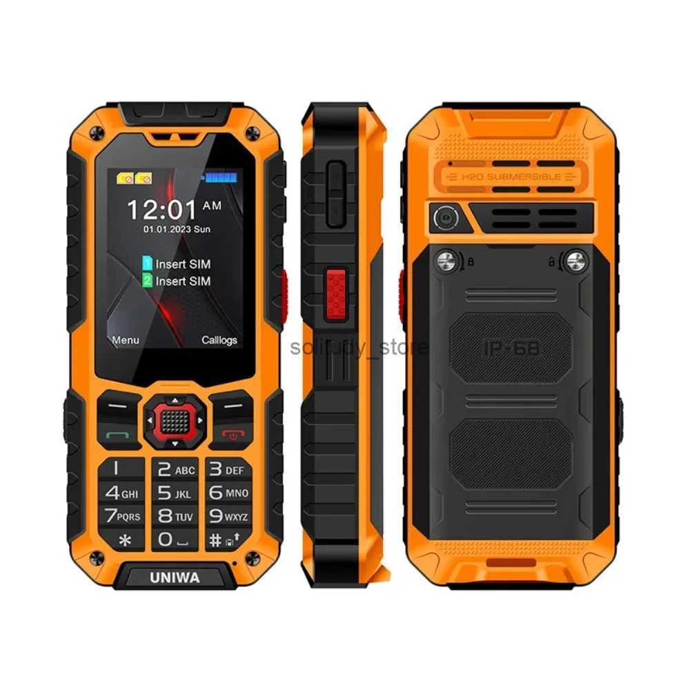 Cell Phones UNIWA S9 4G Feature Phone 2.4 Inch IP68 Waterproof SOS Button 3W Big Loudspeaker LED Light 3000mAh Battery Rugged Cell Phones Q240706