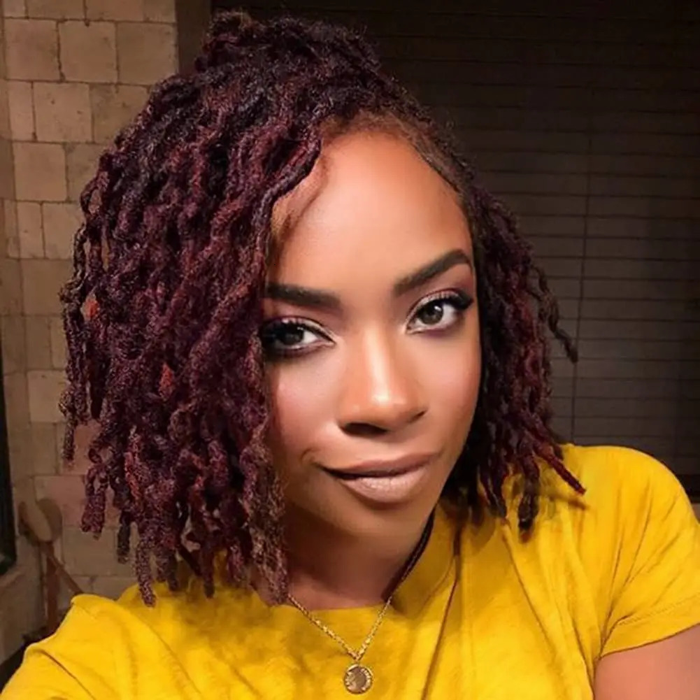 Short Braided Wigs For Black Women Dreadlock Wig Faux Locs Wig Goddess Locs Wig Brown Black Afro Braids Wig Synthetic Hair 240705