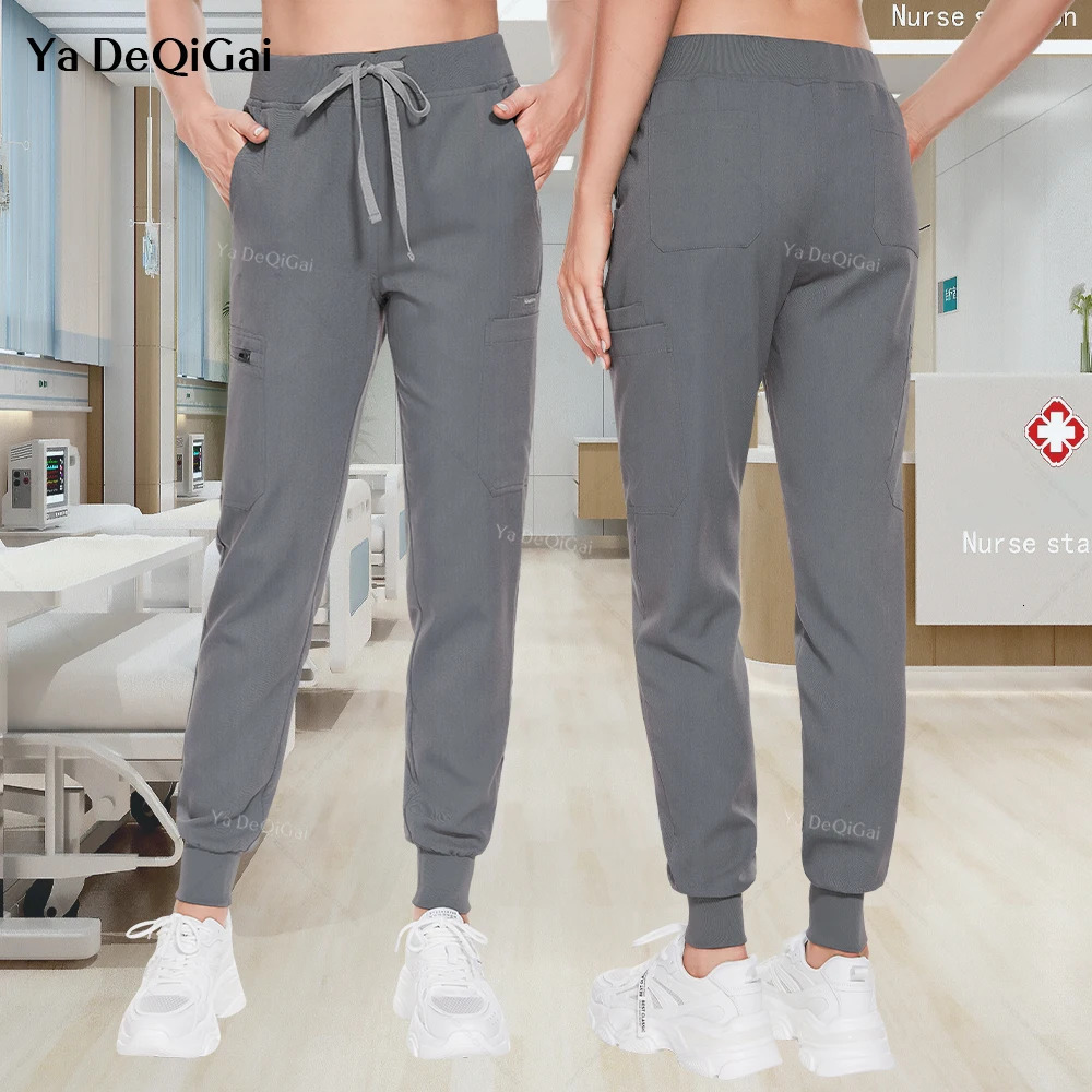 Scrubs Work Unisex Doctor Nurses Uniforms Bottoms Elastic Joggier Trousers Dentist Pet Shop Beauty Pants 240704