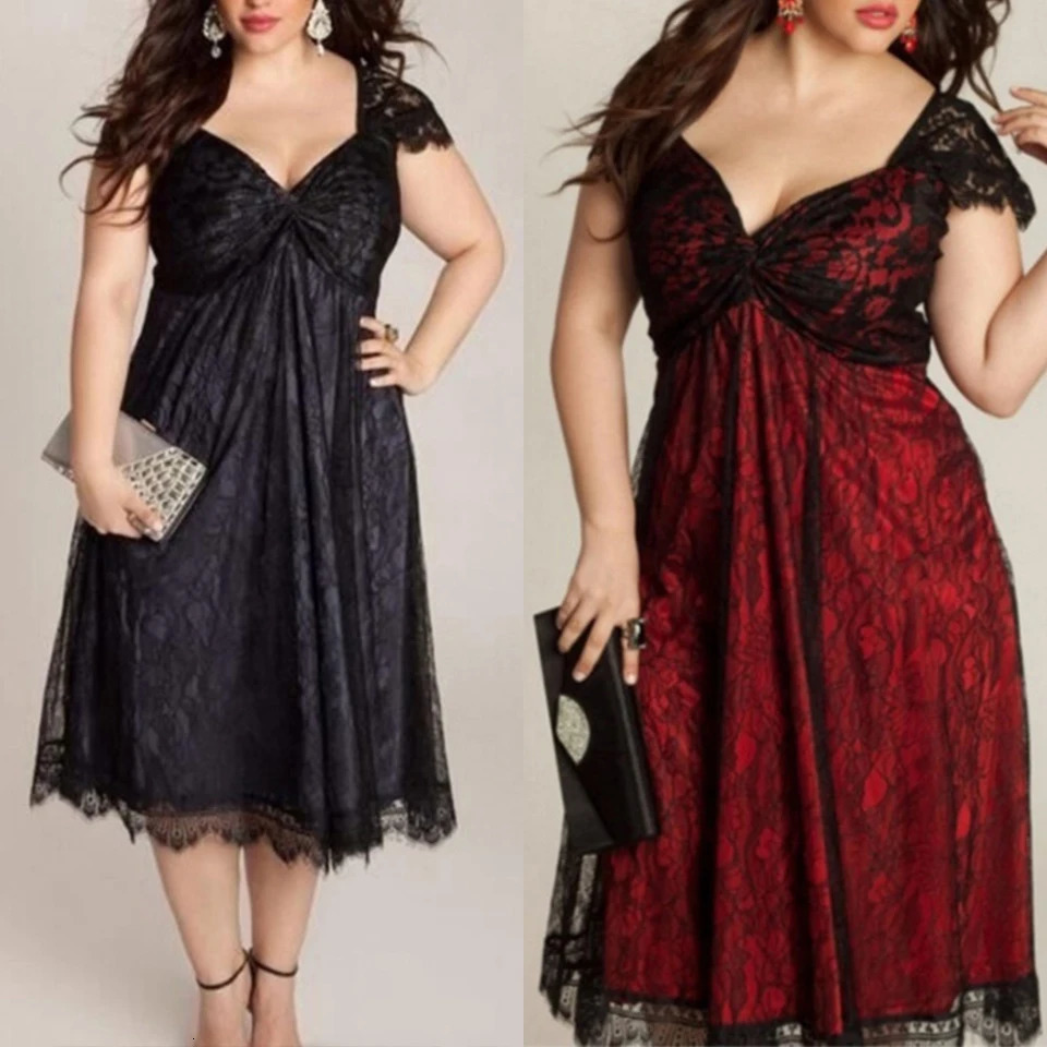 Gothic Style Dresses Summer Women Plus Size Lace V-neck Flying Sleeve Dress Fashion Temperament Party Dress For Women Clothing 240701