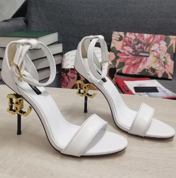 Luxury Brands Women Patent Leather Sandals Shoes Pop Heel Gold-plated Carbon Pumps Lady Gladiator Sandalias With Box EU35-43