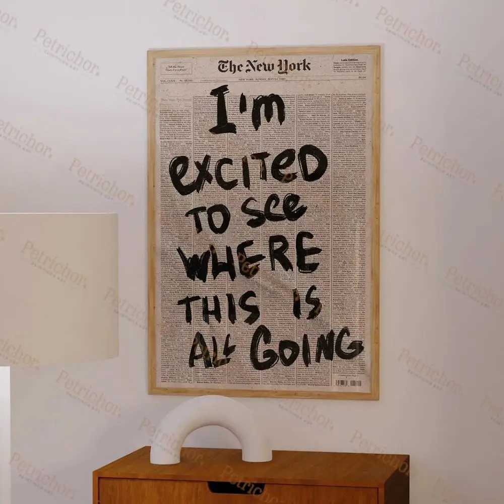 Paintings Typography Vintage Newspaper Psychedelic Quotes Wall Art Prints Canvas Painting Poster Pictures For Living Room Home DecorL476