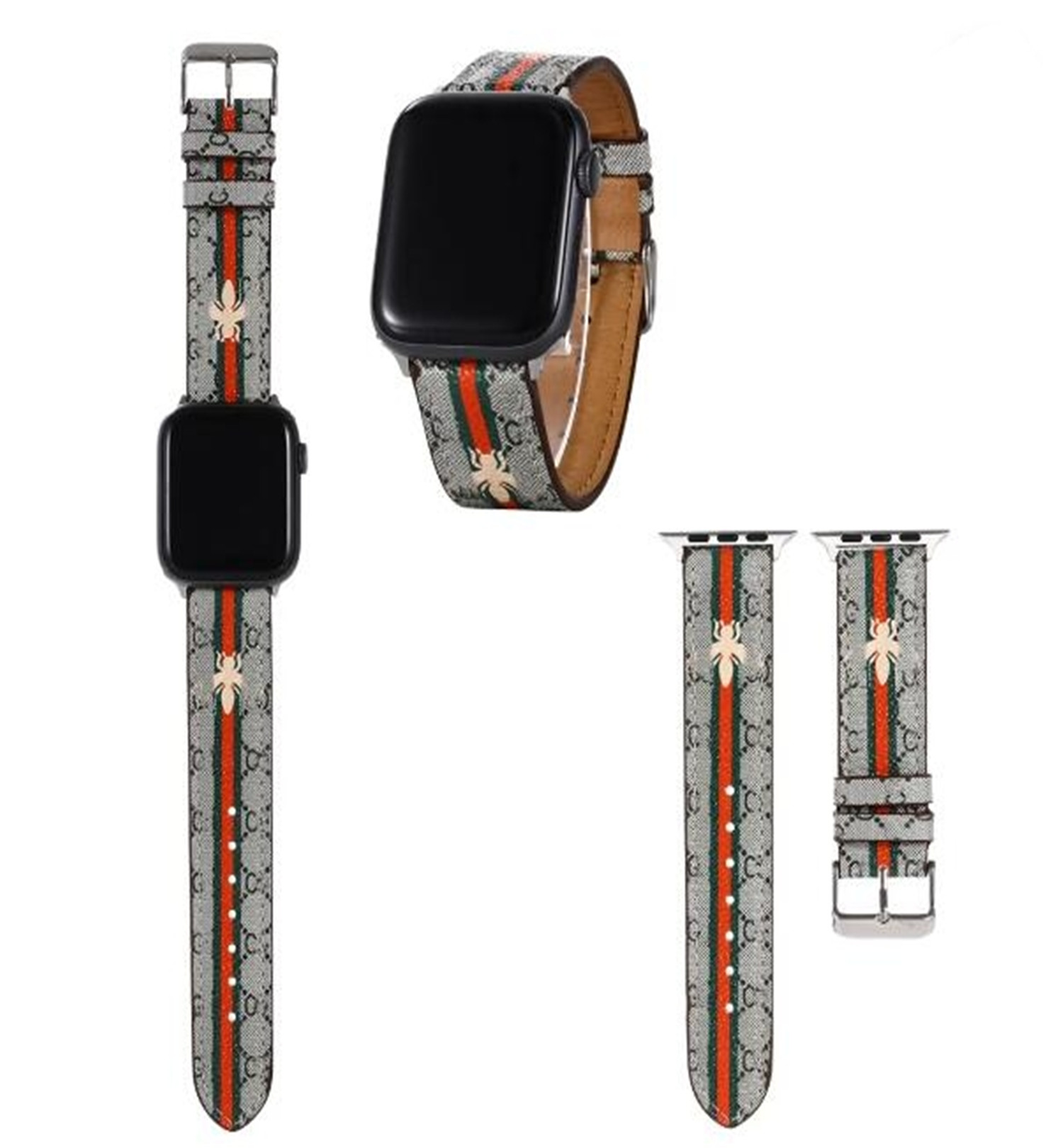Fashion Color Pattern Leather Strap for Apple Watch Band Series 8 7 6 5 4 3 2 40mm 44mm 38mm 42mm 41mm 45mm 49mm Bracelet for iWatch Belt Stripes