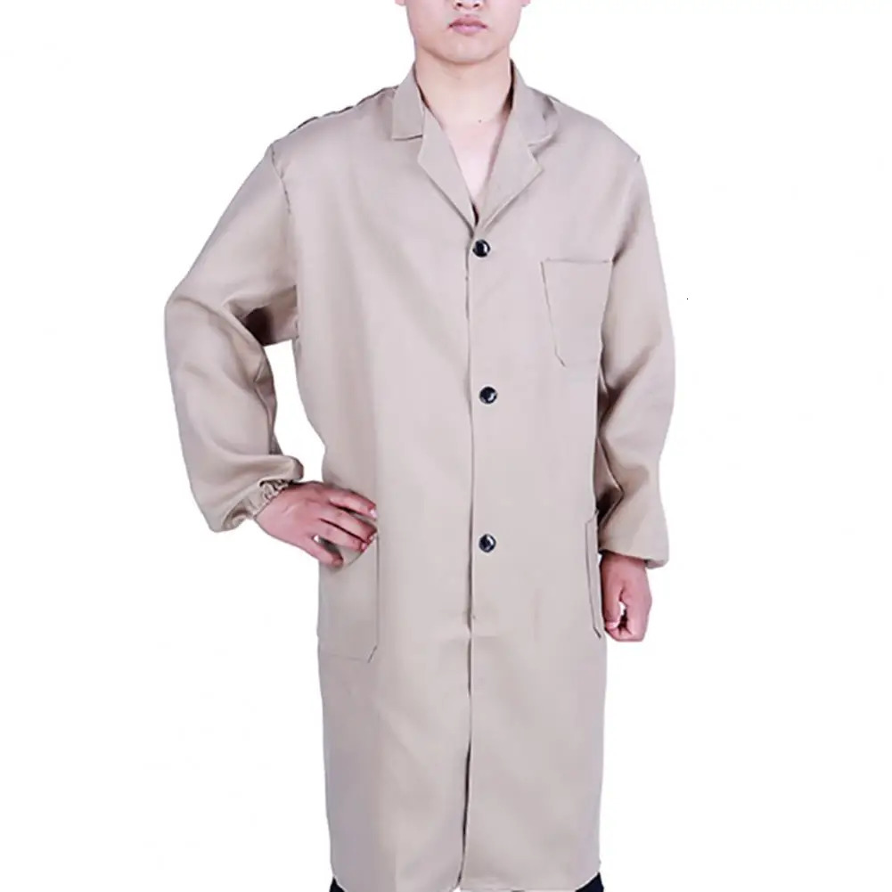 Work Clothes Dirt-resistant Ergonomic Cut Workwear Robe Type Single-breasted Working Clothes Long Sleeve Work Uniforms 240704