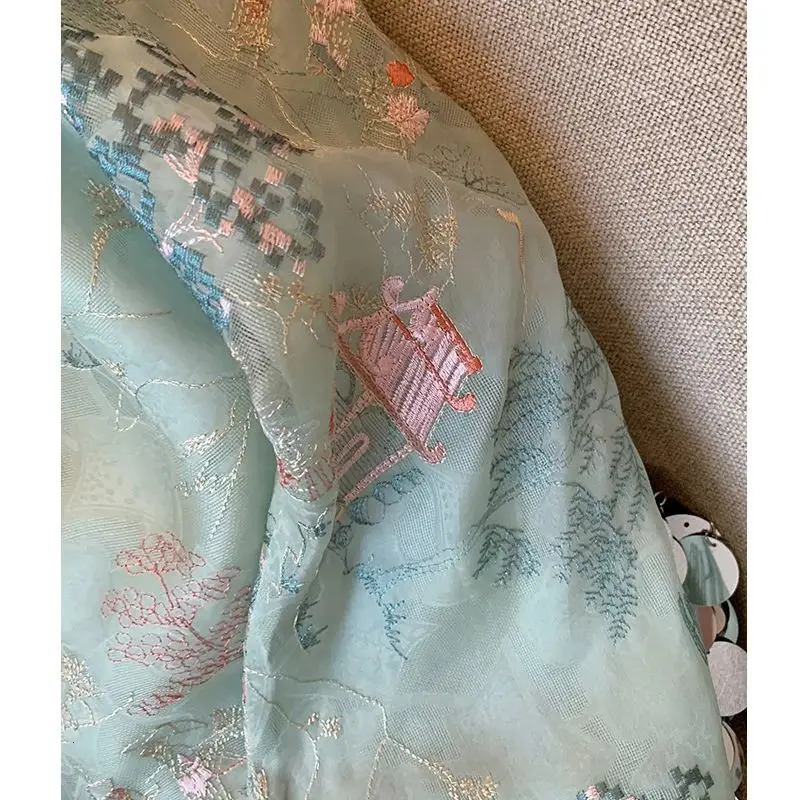 Spring Summer Chinese Lace Embroidery Coat Women Qipao Tops High Quality Loose Elegant Long Sleeves Thin Tang Outerwear J304 240704