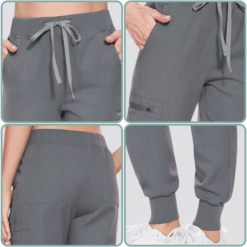 Scrubs Work Unisex Doctor Nurses Uniforms Bottoms Elastic Joggier Trousers Dentist Pet Shop Beauty Pants 240704