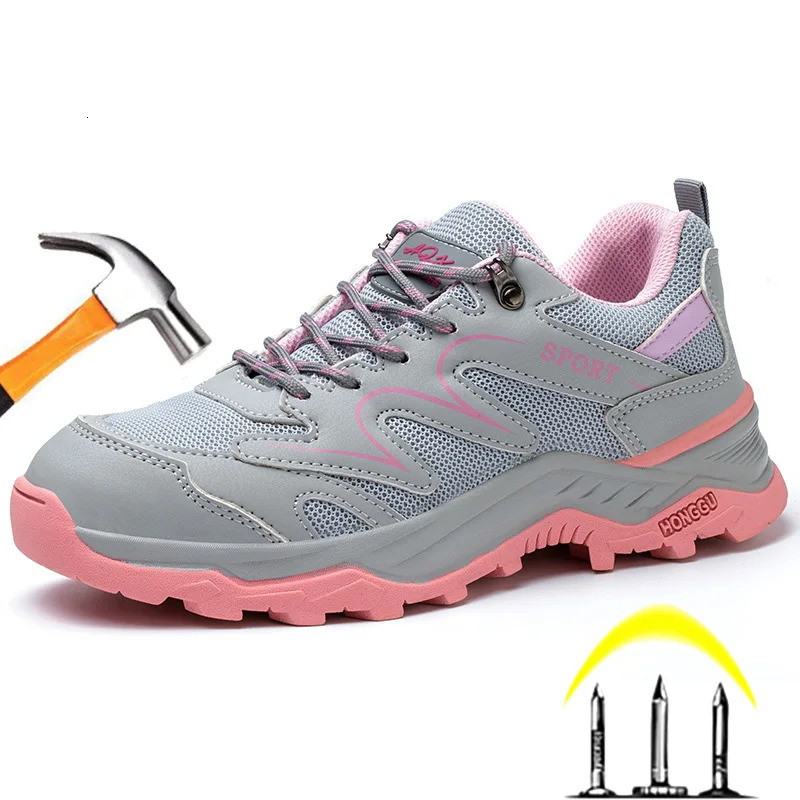 Fashion Safety Shoes Women Steel Toe Shoes Men Comfortable Work Sneakers Men Lightweight Work Boots Indestructible Work Shoes 240702