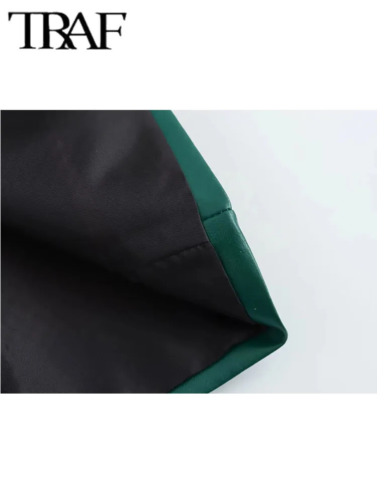 TRAF Women fashion 2 Pieces Sets Short Blazer Suits Leather Straight Tube BlazerLeather Casual Skirt Two 240704