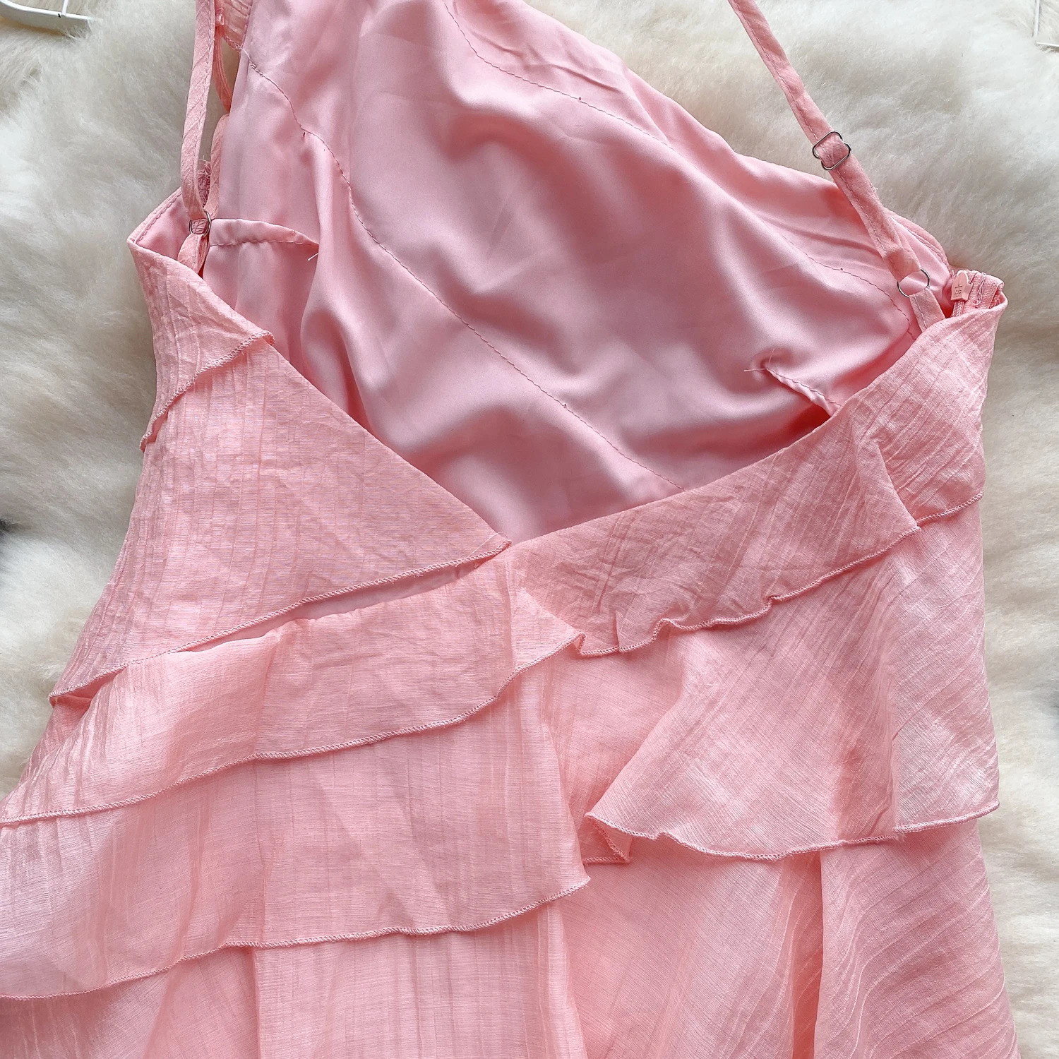 Summer Dress Women Diagonal Collar Flounced Edge Tierred Vocation Vestidos Female Exposed Shoulders Dresses Drop 240628