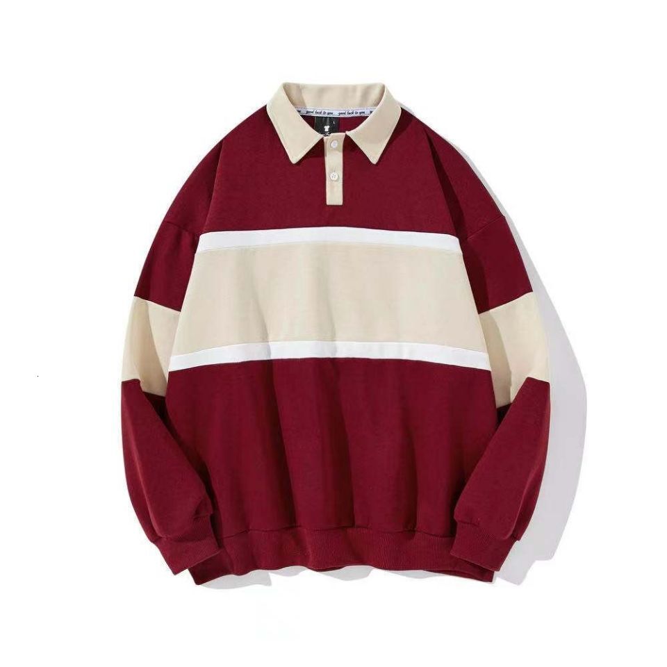 2021 Autumn/Winter New Sweater Men's and Women's Long sleeved Loose POLO Shirt Couple Campus Style