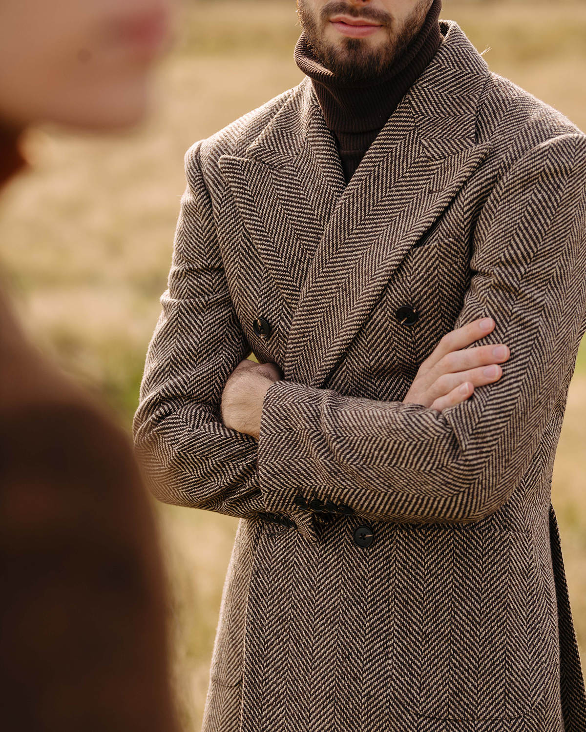 Casual Men's Coat Peaked Lapel Wool Blend Tailored Long Warm Jacket For Men Double Breasted Autumn Winter Custom Made 2 Piece Set Coats+Pants