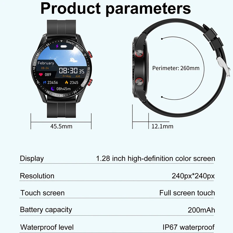 ECGPPG Bluetooth Call Smart Watch Men Laser Health Blood Pressure Fitnes Sports Watches Man Sports Waterproof SmartwatchBox 240705