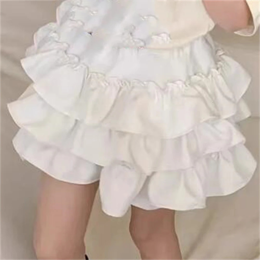 Girls skirt children cake skirt spring and summer short skirt little girl fashion white pleated skirt 240703