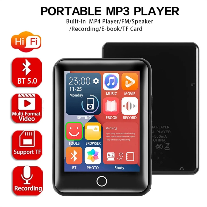 Portable Mini MP3 Player Bluetooth HiFi Stereo Music Player Full Screen MP4 Video Playback With FM Radio Recording For Walkman
