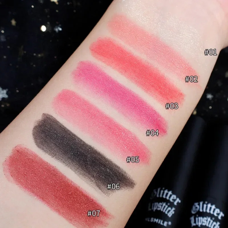 Diamond Matte Lipstick 7 Colors Waterproof Lasting Moisturizing Non-stick Cup Pearlescent Lip Tint Glitter Red Sexy Lips Makeup i240705