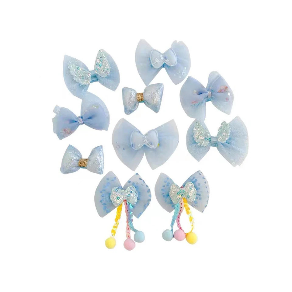 10Piece Set Childrens Bow Hairpin Cute Princess Girls Broken Hair Bangs Clip Baby Accessories Wholesale 240625