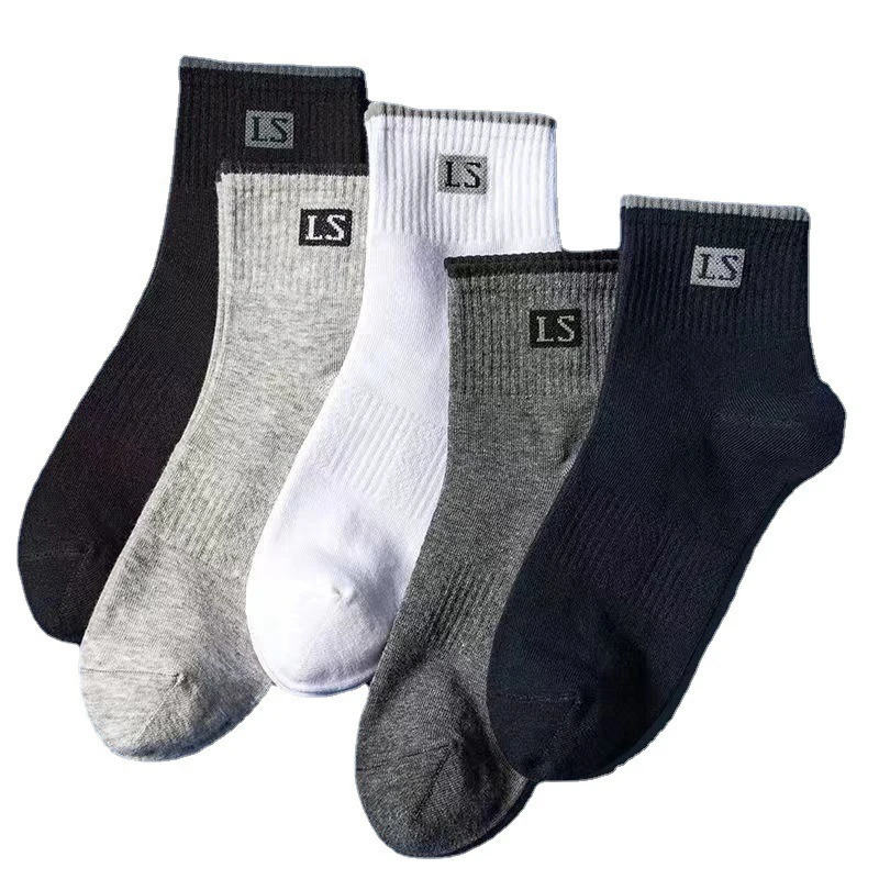 10Pcs=5Pairs High Quality Men Socks Cotton Breathable Sweat-Absorbent Middle Tuble Black Socks Deodorant Business Men Gift Sock 240703