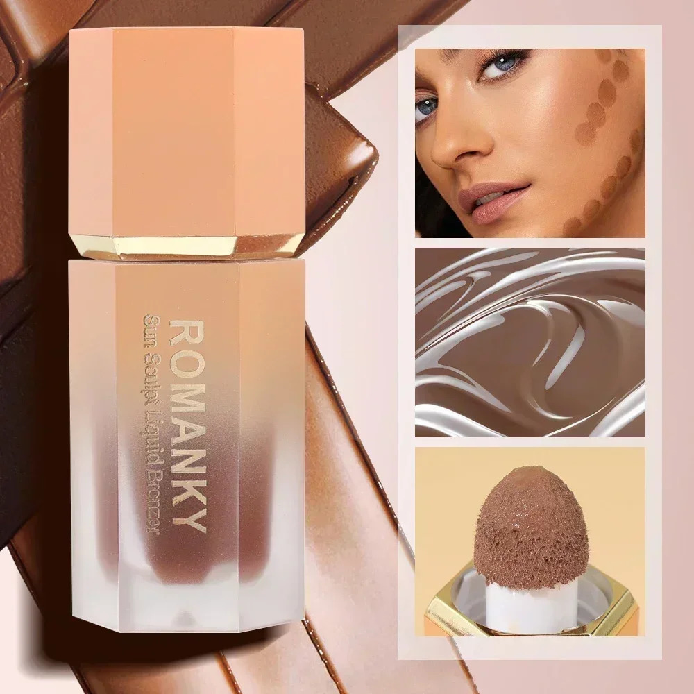 Waterproof Face Liquid Contour Concealer Bronzer Sponge Stick Natural Foundation Matte Long Lasting Highlighter Beauty Cosmetics 240705