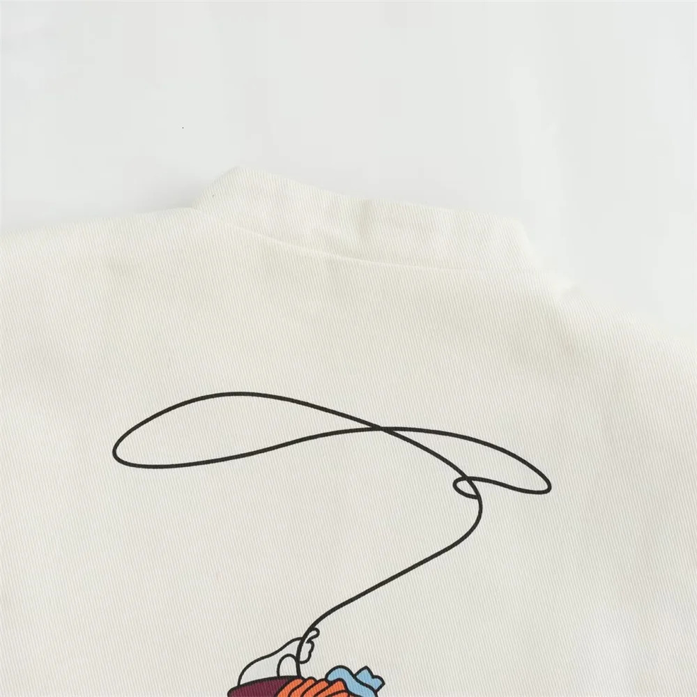 UNIZERA Spring/Summer Product Womens Simple Standing Neck Long sleeved Printed Single breasted Jacket Coat 240704